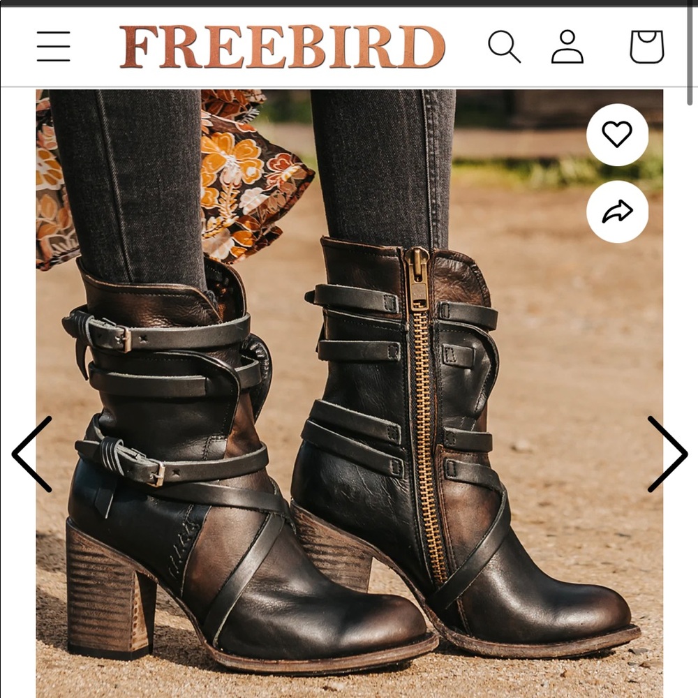 Freebird by Steven Black and Brown Leather Strappy Ankle Boots